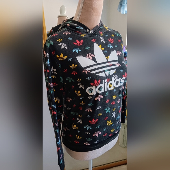 BOGO Sale 🌞 Adidas~Black Colorful Monogram Hooded Sweatshirt Unisex - Picture 16 of 16